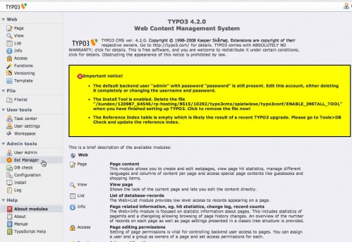 Anleitung TYPO3-Backend auf deutsch - Screenshot #1
